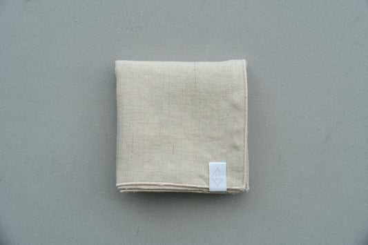 ヘンプハンカチ 生成り×ベージュ