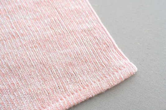 リネンニット ストライプフェイスタオル|ピンク×ホワイト