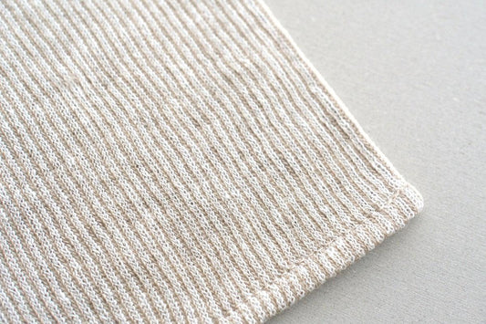 リネンニット ストライプフェイスタオル|ナチュラル×ホワイト