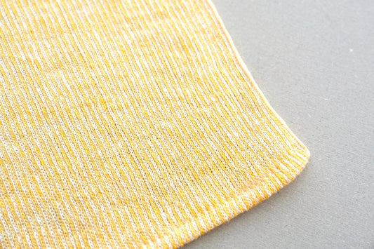 リネンニット ストライプフェイスタオル|イエロー×ホワイト