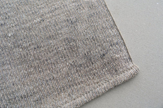 リネンニット ストライプフェイスタオル|グレー×ナチュラル