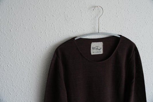 リネンコットンアンダーウェア7分袖|レディース|ダークブラウン