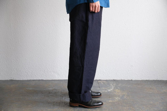 MITTAN / 麻綿高密度ロングパンツ 濃紺 PT-104 / unisex