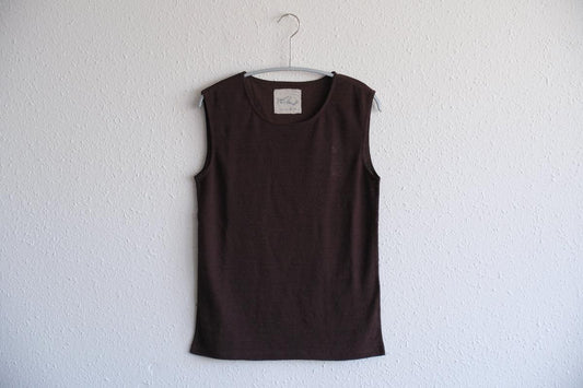 リネンコットンアンダーウェア ノースリーブ|レディース|ダークブラウン