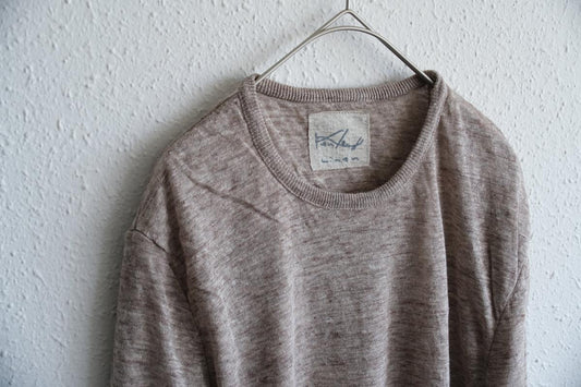 リネンニット 長袖二重プルオーバー|メンズ|Mブラウン