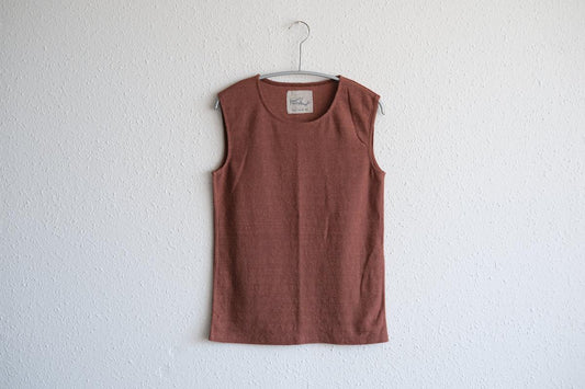 リネンコットンアンダーウェア ノースリーブ|レディース|ミルクティー