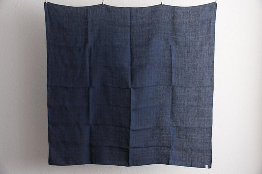 本藍染め麻風呂敷 大(無地) オーガニックリネン・シャトル織機