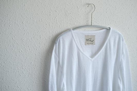 リネンコットンアンダーウェア 9分袖|メンズ|白