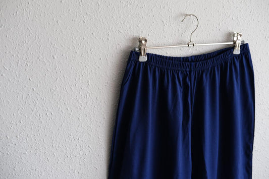 yohaku ドバイパンツ|ツヤツヤ天竺素材 ブルー|unisex freesize