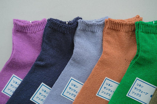 【7/19 再入荷】リネンニット アンクルソックス|25-27cm|各色