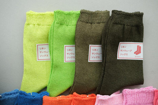 【7/19 再入荷】リネンニットソックス|22-24cm|各色