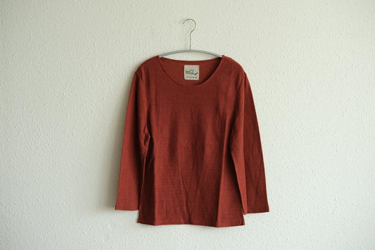 リネンコットンアンダーウェア7分袖|レディース|コッパーレッド