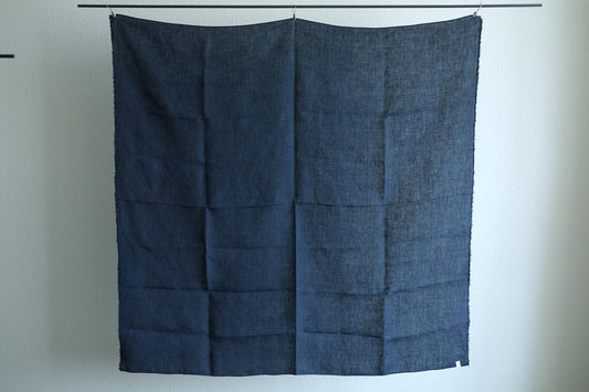 本藍染め麻風呂敷 大(無地) リネン・レピア織機