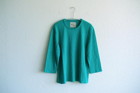 リネンニット 7分袖プルオーバー|レディース|ショットグリーン