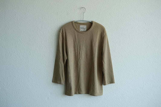 リネンニット 7分袖プルオーバー|レディース|白茶