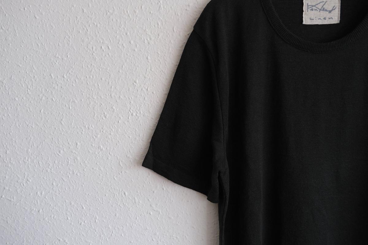 リネンニット半袖プルオーバー｜ユニセックス｜黒