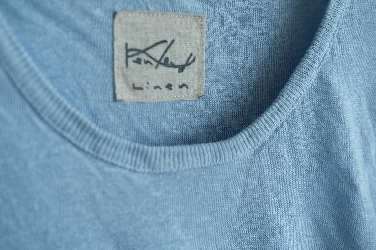 リネンニット 長袖二重プルオーバー｜レディース｜アクアブルー