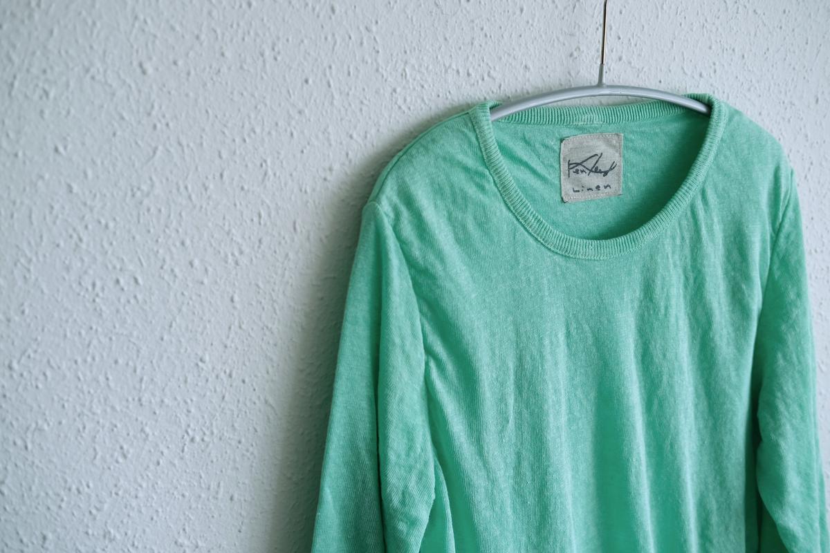 リネンニット 長袖二重プルオーバー｜レディース｜ミント