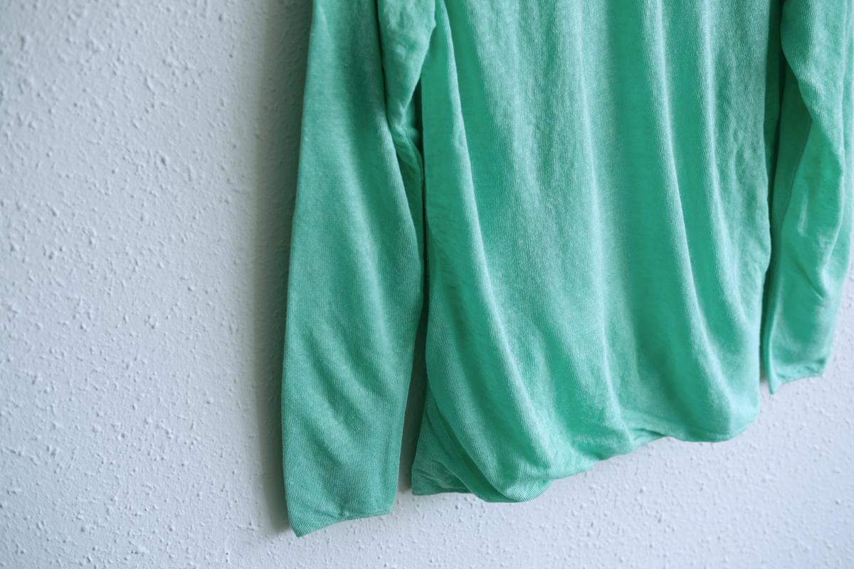 リネンニット 長袖二重プルオーバー｜レディース｜ミント