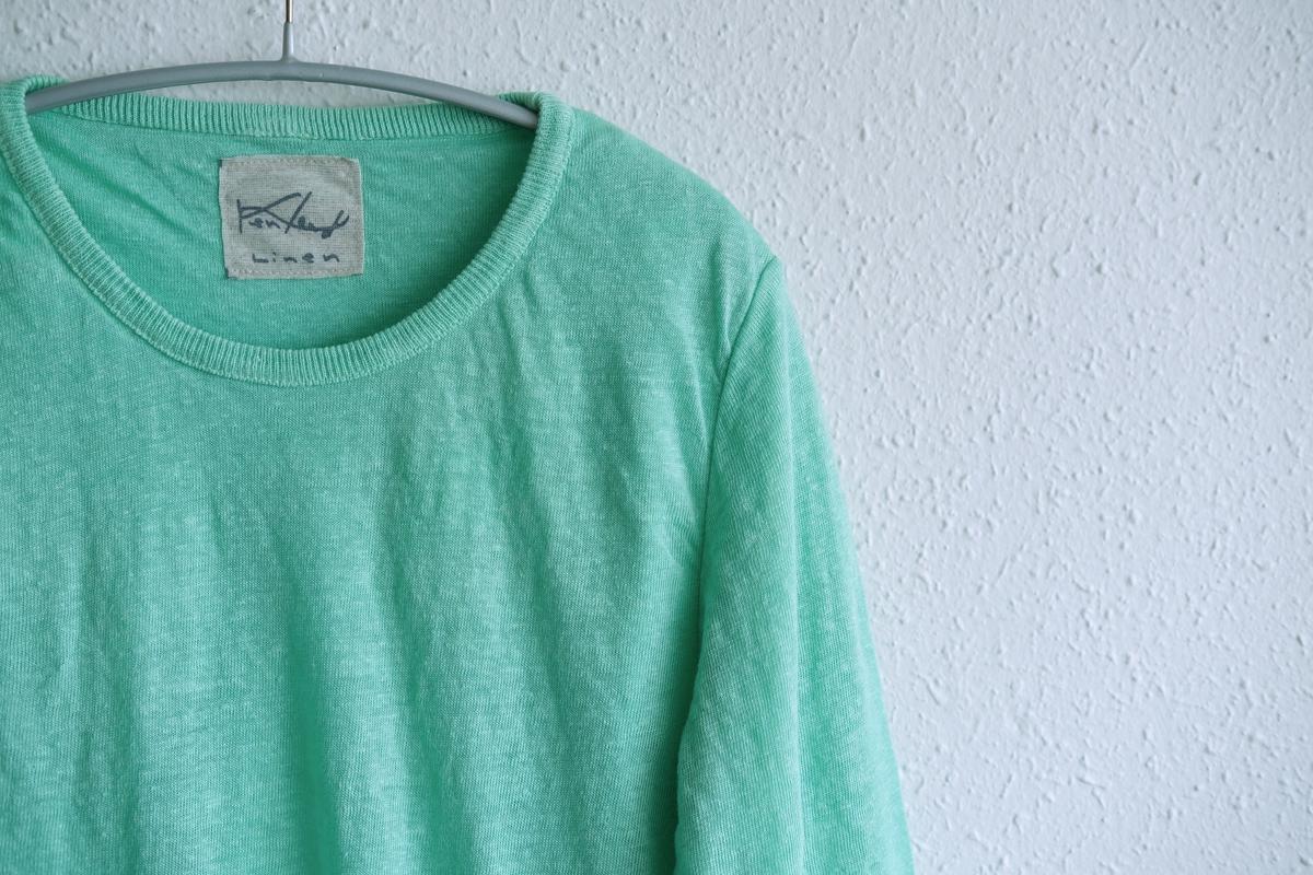 リネンニット 長袖二重プルオーバー｜レディース｜ミント