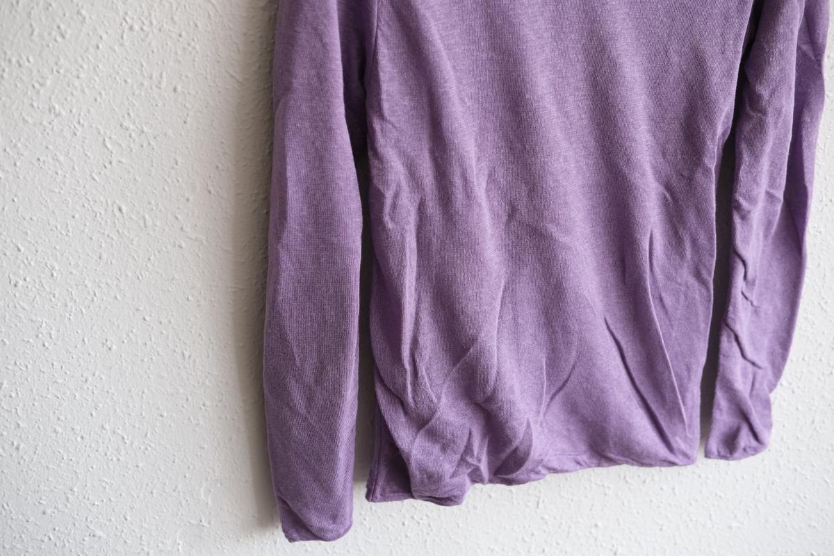 リネンニット 長袖二重プルオーバー｜レディース｜パープル