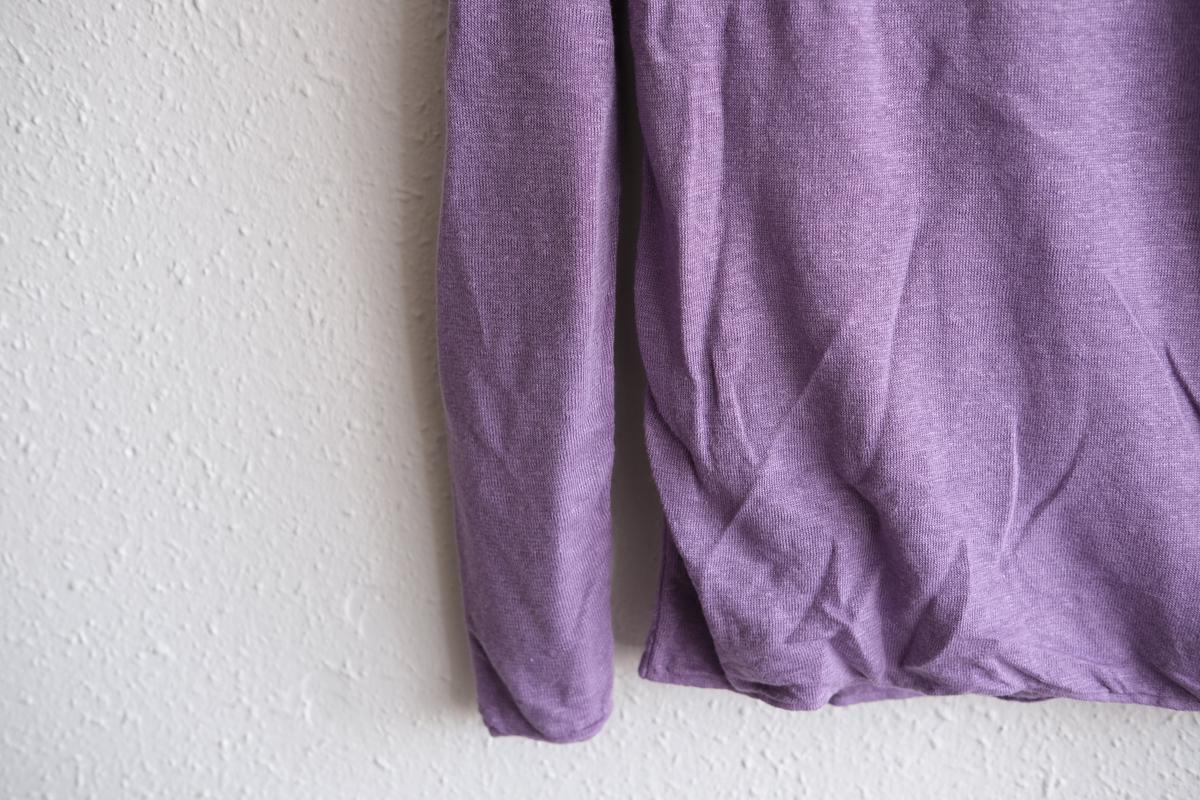 リネンニット 長袖二重プルオーバー｜レディース｜パープル