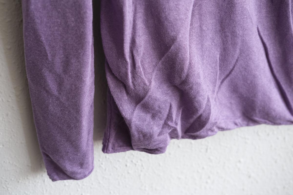 リネンニット 長袖二重プルオーバー｜レディース｜パープル