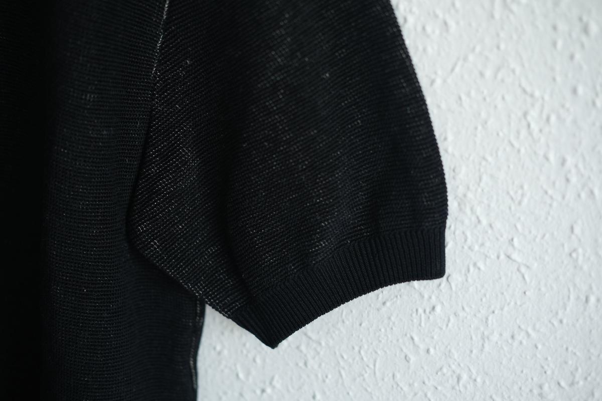 コットンリネンニット半袖ポロシャツ｜メンズ｜黒