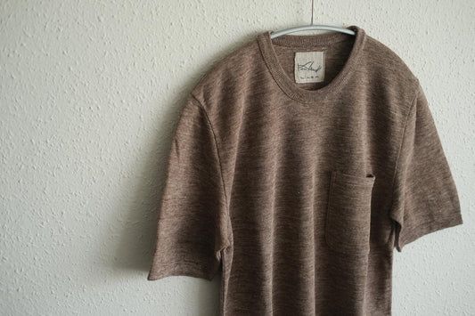 リネンニット半袖プルオーバー|メンズ|ダークブラウン