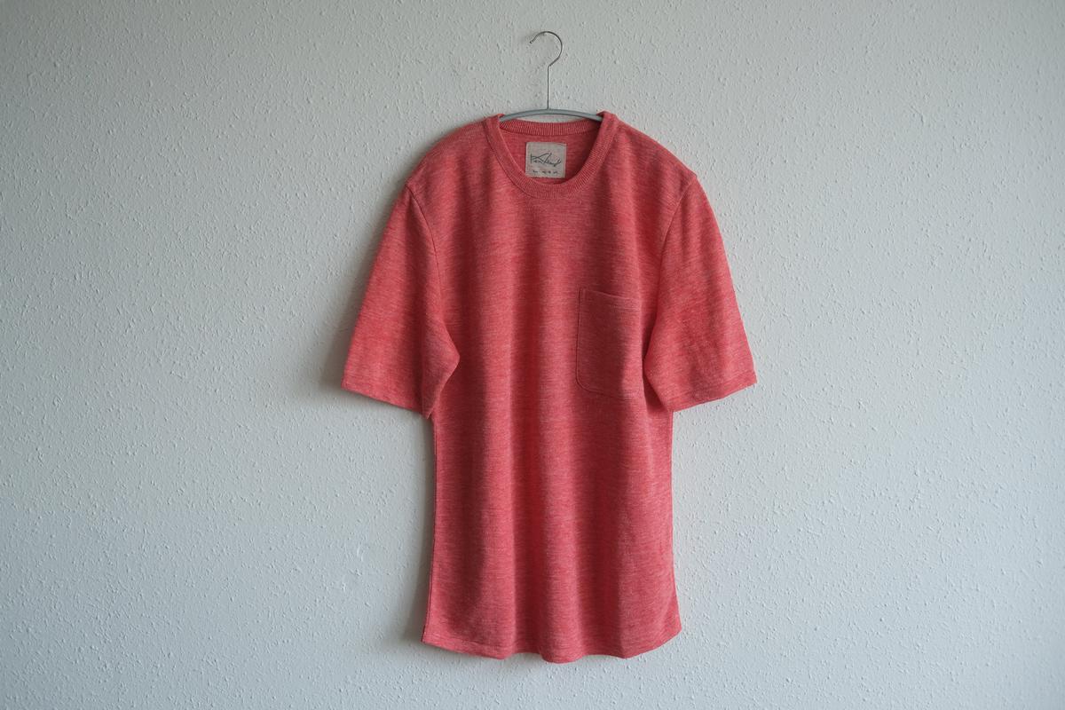 リネンニット半袖プルオーバー｜メンズ｜レッド