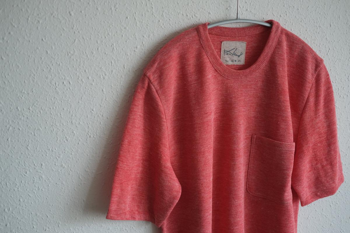 リネンニット半袖プルオーバー｜メンズ｜レッド
