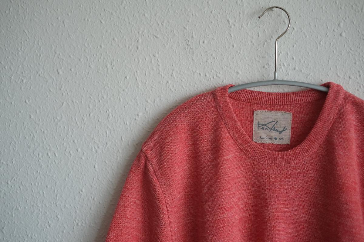 リネンニット半袖プルオーバー｜メンズ｜レッド