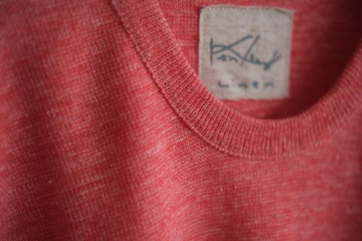 リネンニット半袖プルオーバー｜メンズ｜レッド