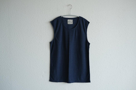 リネンコットンアンダーウェア ノースリーブ|メンズ|ダークネイビー