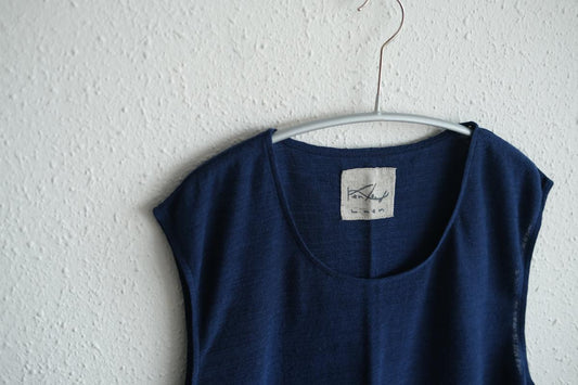 リネンコットンアンダーウェア ノースリーブ|メンズ|ネイビー