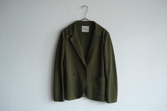 リネンニット ジャケット|レディース|モスグリーン