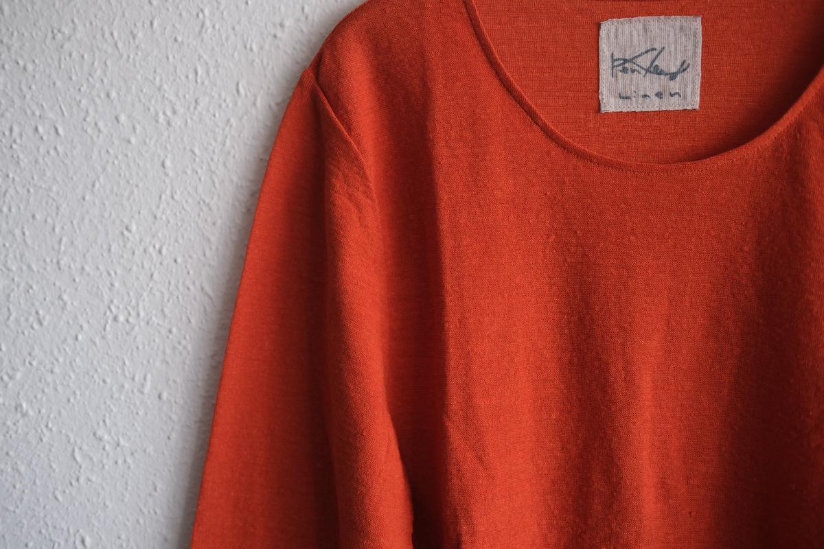 リネンコットンアンダーウェア7分袖｜レディース｜ドライオレンジ