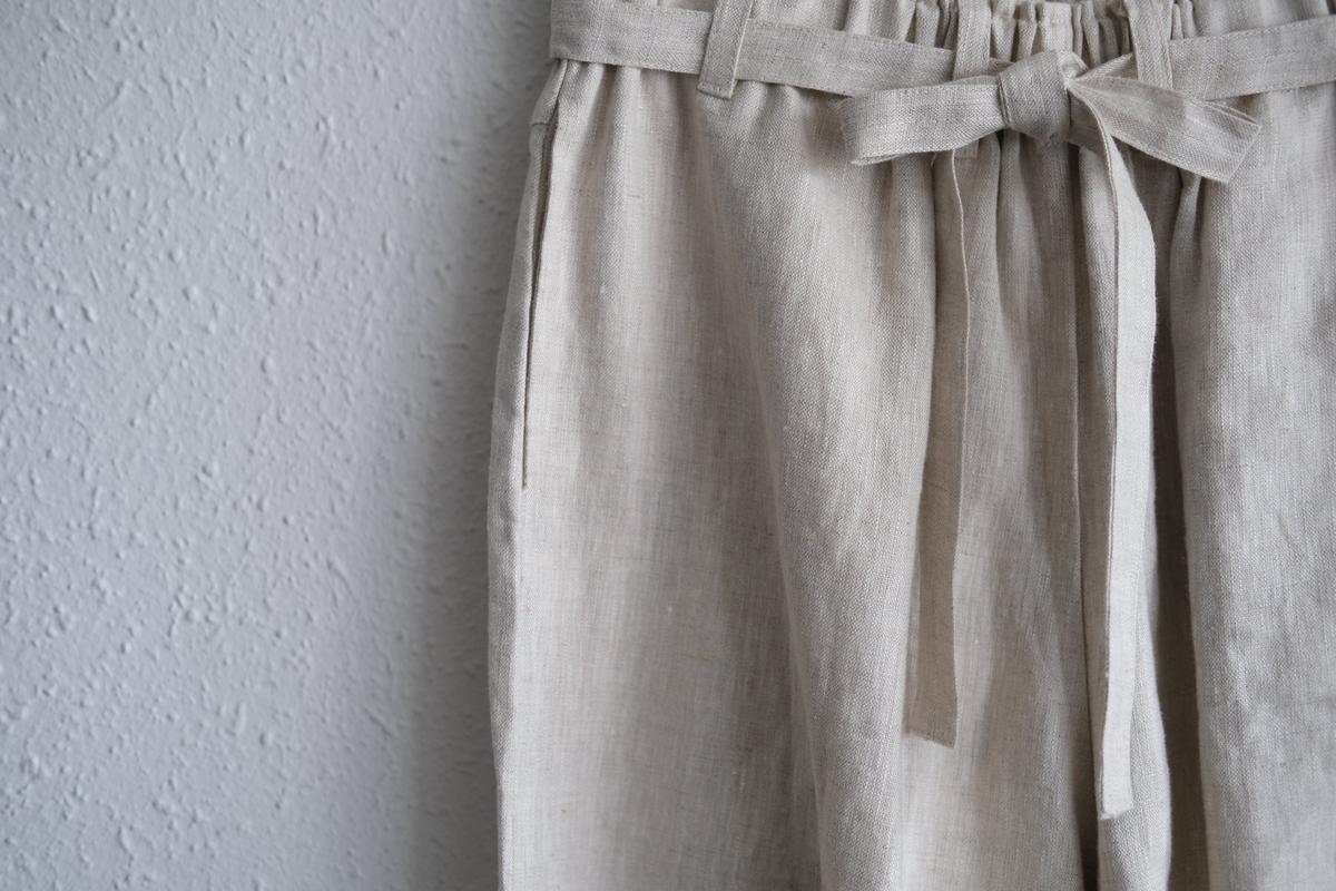 きるもの｜もんぺパンツ｜リネン｜ベージュ｜unisex freesize