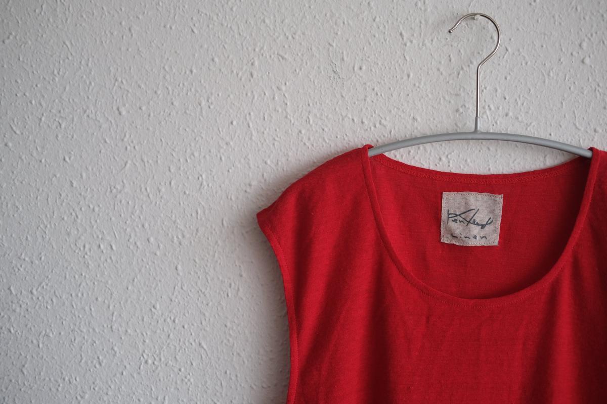 リネンコットンアンダーウェア ノースリーブ｜メンズ｜レッド