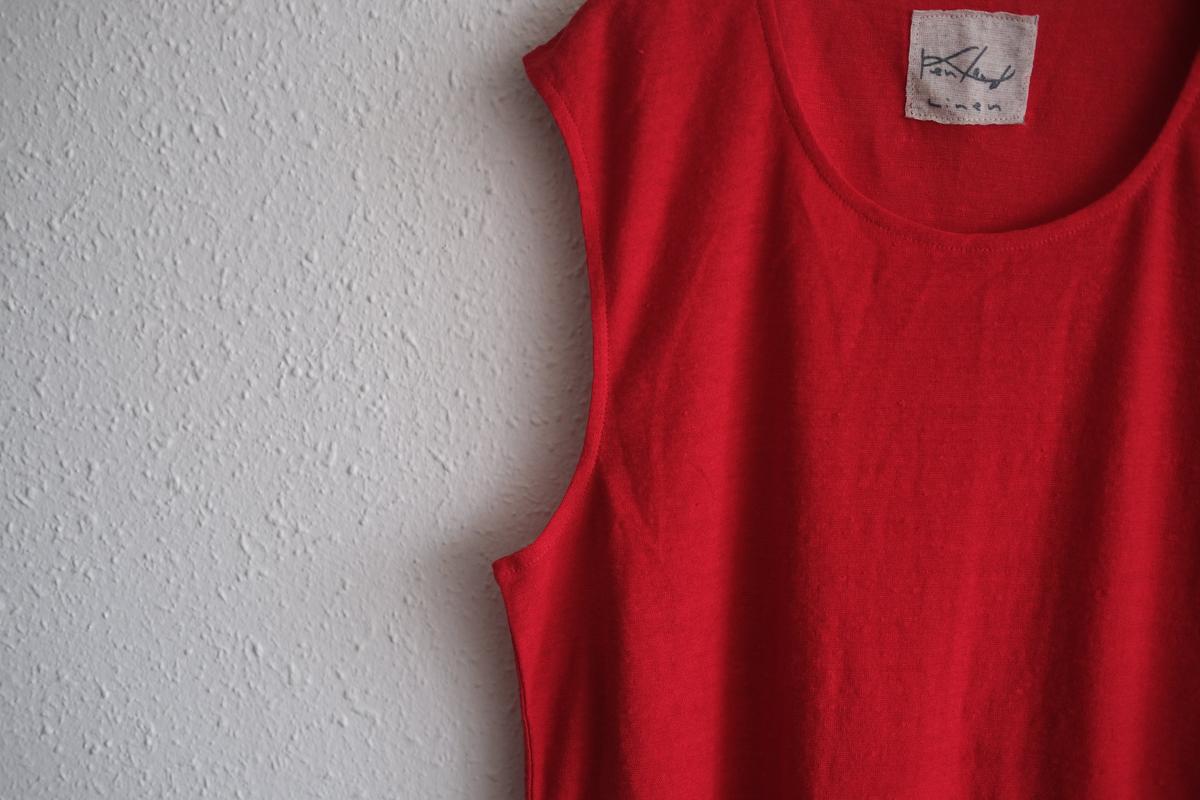 リネンコットンアンダーウェア ノースリーブ｜メンズ｜レッド