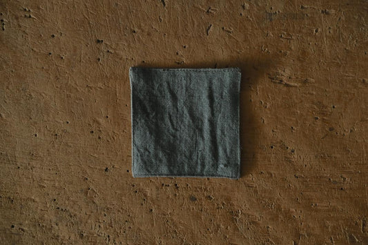 リネンコースター 8.3×8.3cm|中厚地・カーキ
