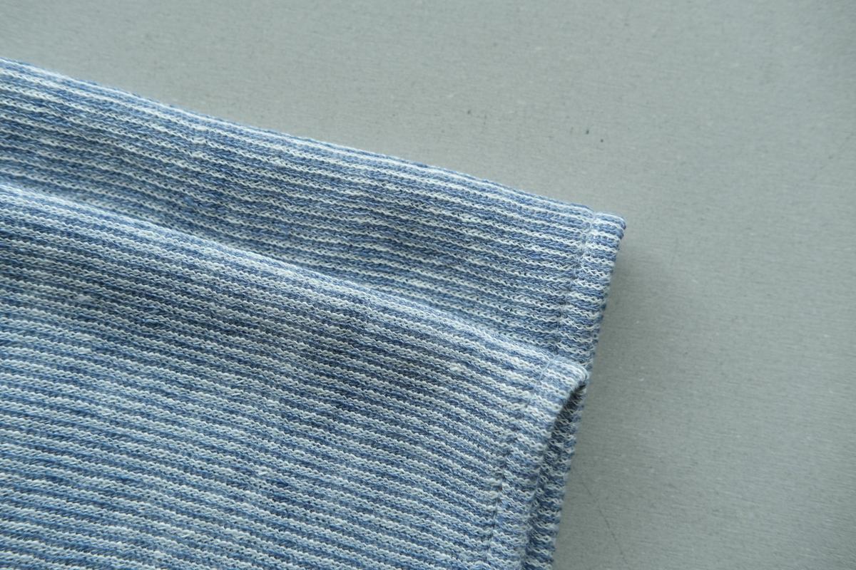 リネンニット ストライプフェイスタオル｜ライトネイビー×ホワイト