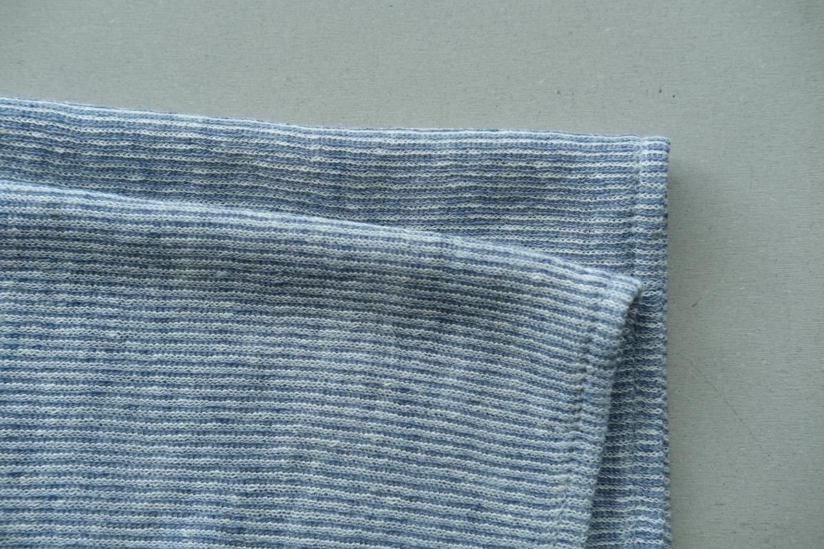 リネンニット ストライプフェイスタオル｜ライトネイビー×ホワイト