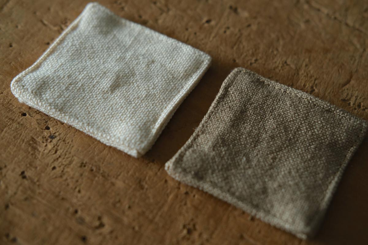 リネンコースター 6×6cm｜厚地・ホワイト