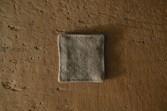 リネンコースター 6×6cm|厚地・サンドベージュ