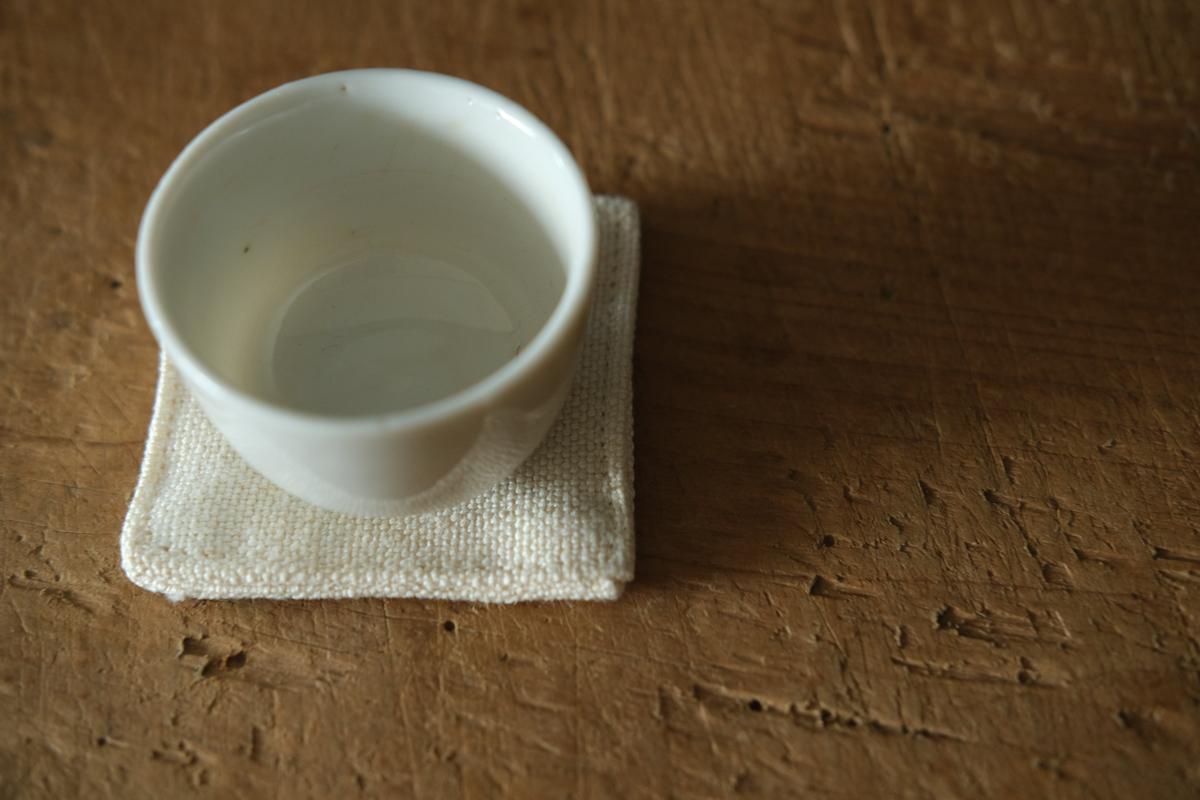 リネンコースター 6×6cm｜厚地・ホワイト