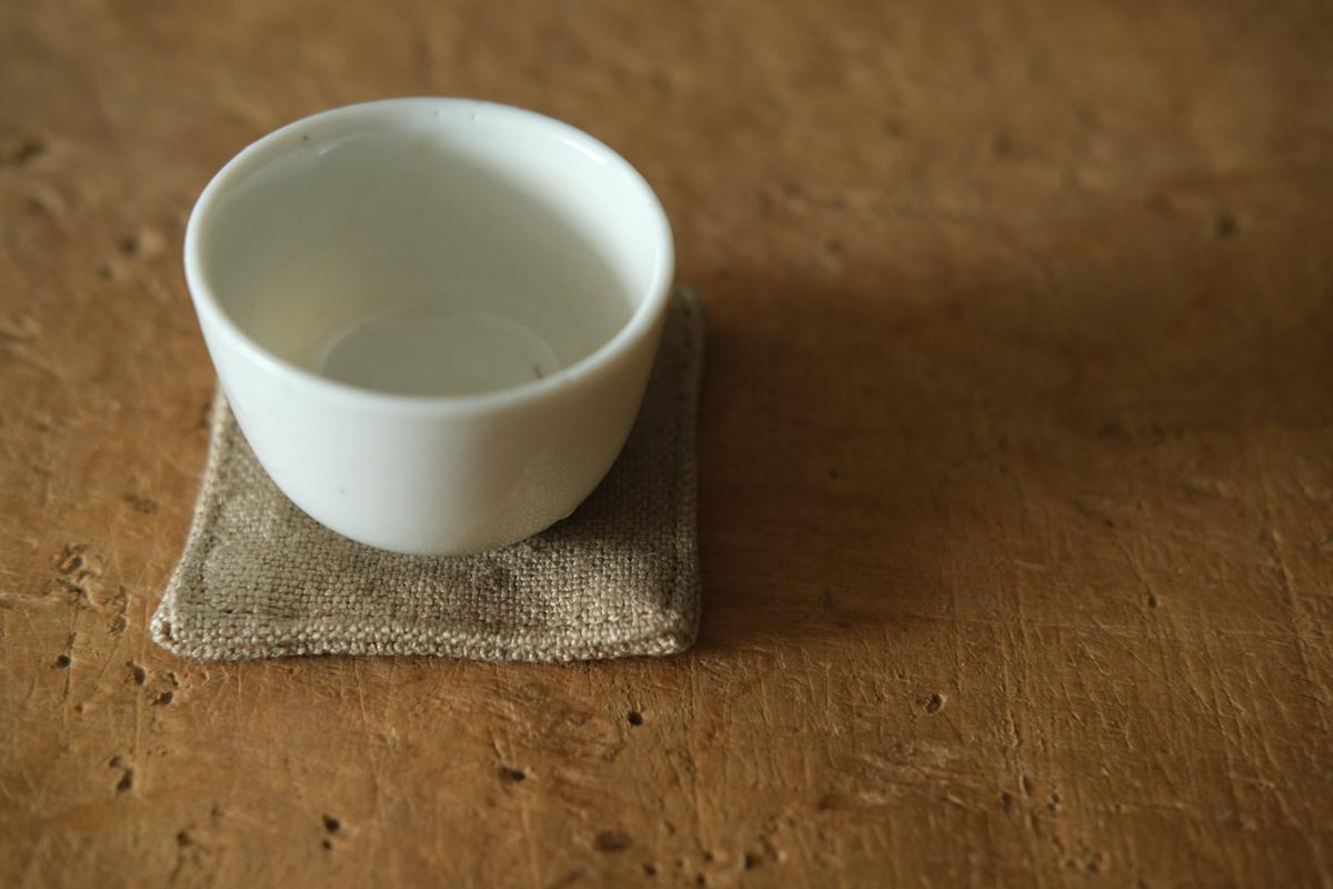 リネンコースター 6×6cm｜厚地・サンドベージュ