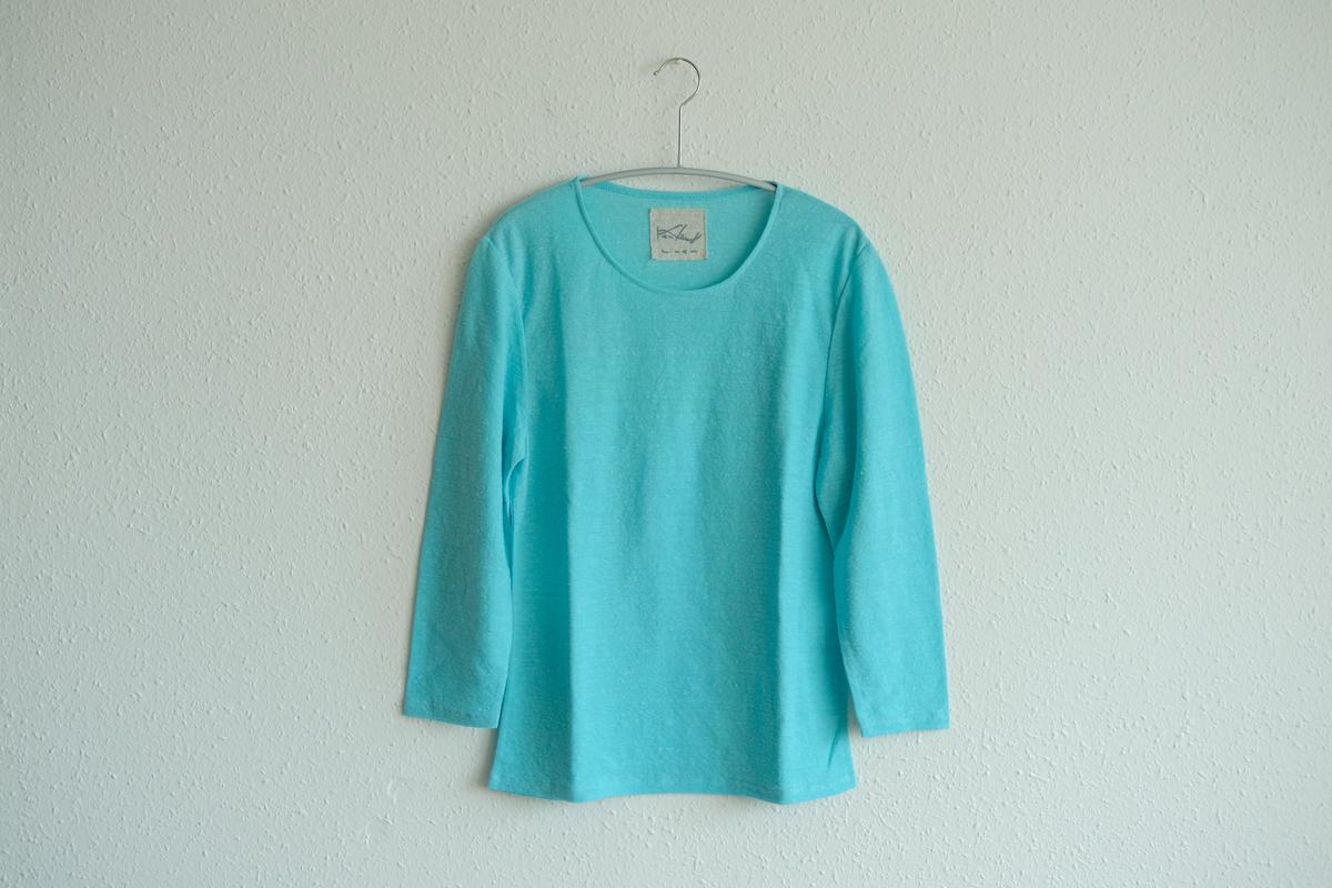 リネンコットンアンダーウェア7分袖｜レディース｜アイスブルー