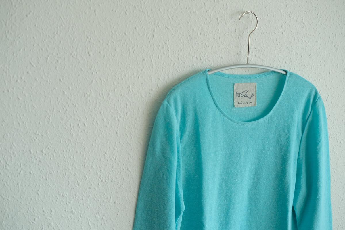 リネンコットンアンダーウェア7分袖｜レディース｜アイスブルー