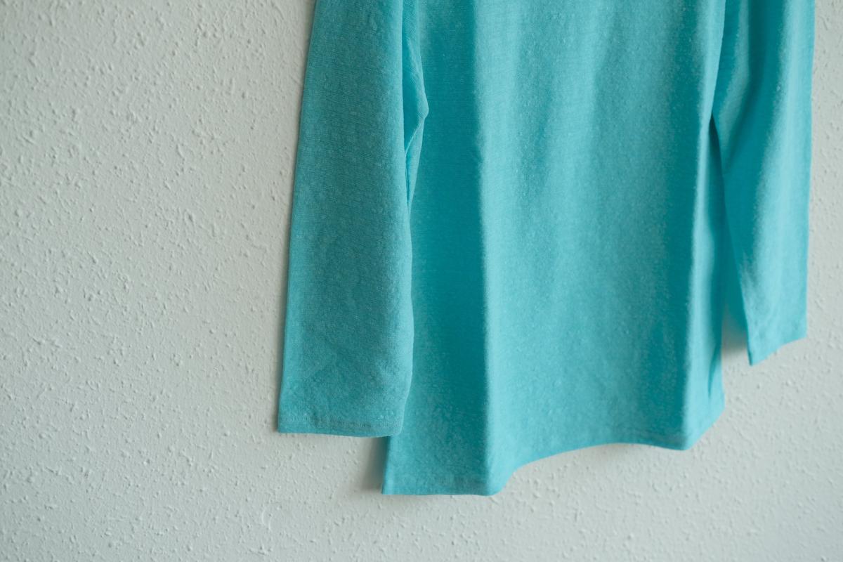 リネンコットンアンダーウェア7分袖｜レディース｜アイスブルー